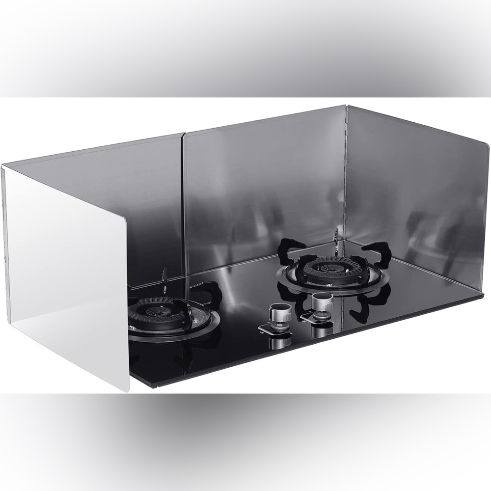 2 Pcs Stainless Steel Foldable 2 Sided Splatter Guards for Stove 11 x 15.5 Inch
